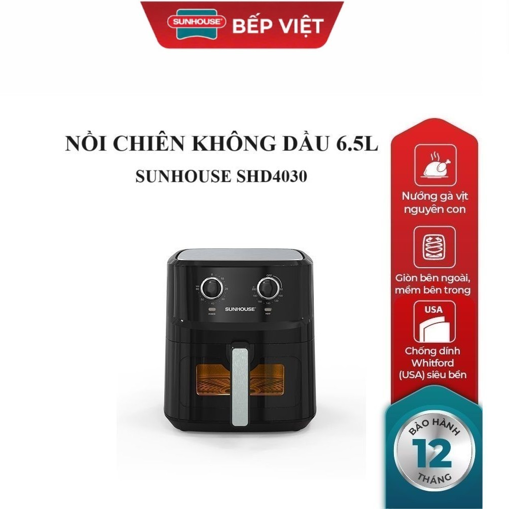 NỒI CHIÊN KHÔNG DẦU 6.5L SUNHOUSE SHD4030