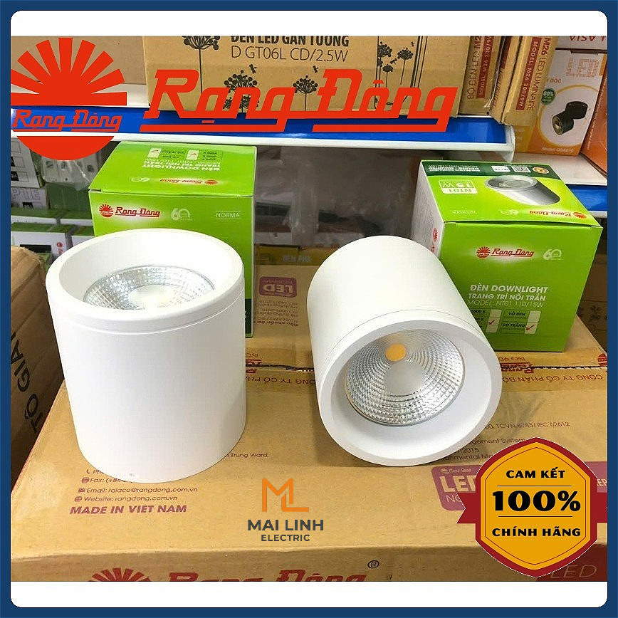 (Rạng Đông) Đèn Led Downlight (Ống Bơ) nổi trần trang trí 10W 12W 15W - Ánh sáng trung tính (4000k) 
