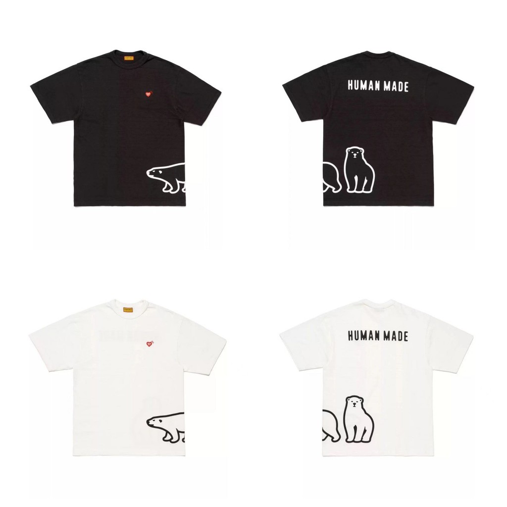 THEI Spot Goods HUMAN HM Japanese-style bamboo cotton summer short-sleeve shirt T Shirt Polar bear, 