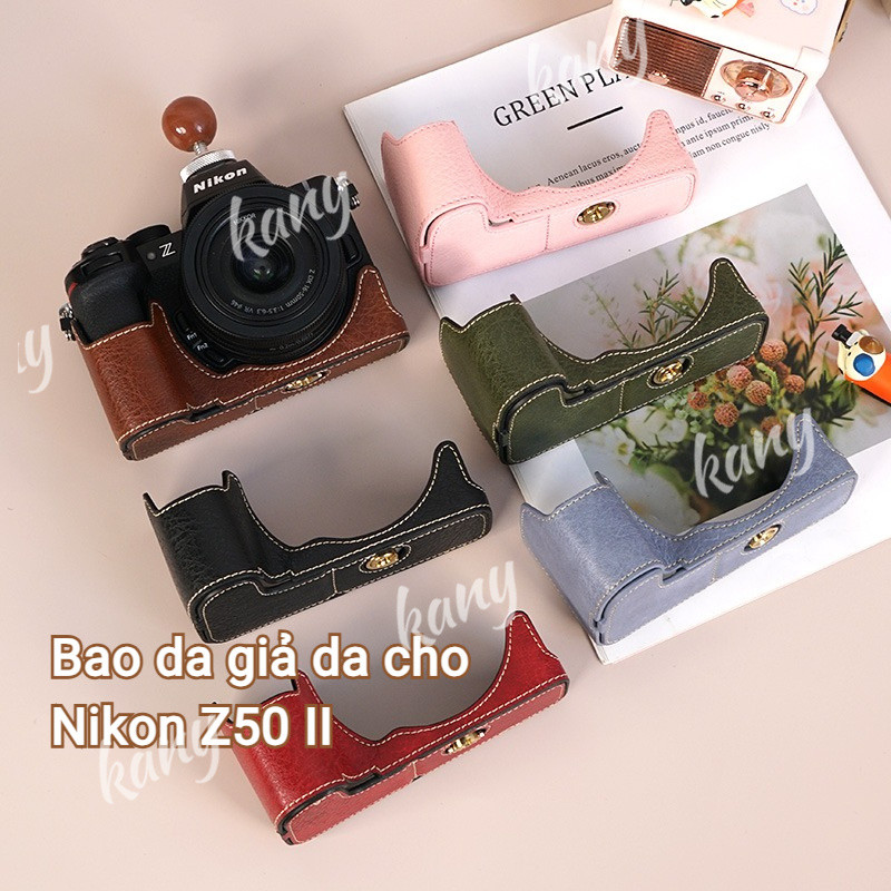 Bao Da PU Đế Nikon Z50II Z50 Mark II Z502 Camera Bảo Vệ Nửa Thân Vỏ Túi Phụ Kiện 1 / 4 Vít