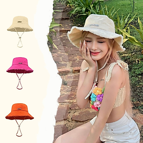 Mũ Bucket Tua Rua Jacque Jussy Official Chất Liệu Kaki Phong Cách Hàn Quốc Form Unisex