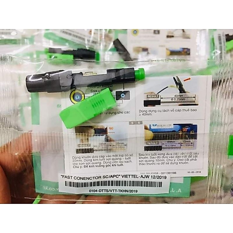 Combo 50 Đầu Nối Quang Nhanh Fast Connector SC/APC AJW AJW-FAOC-VF-SCAPC (đuôi tròn ) , Đầu Fast Con
