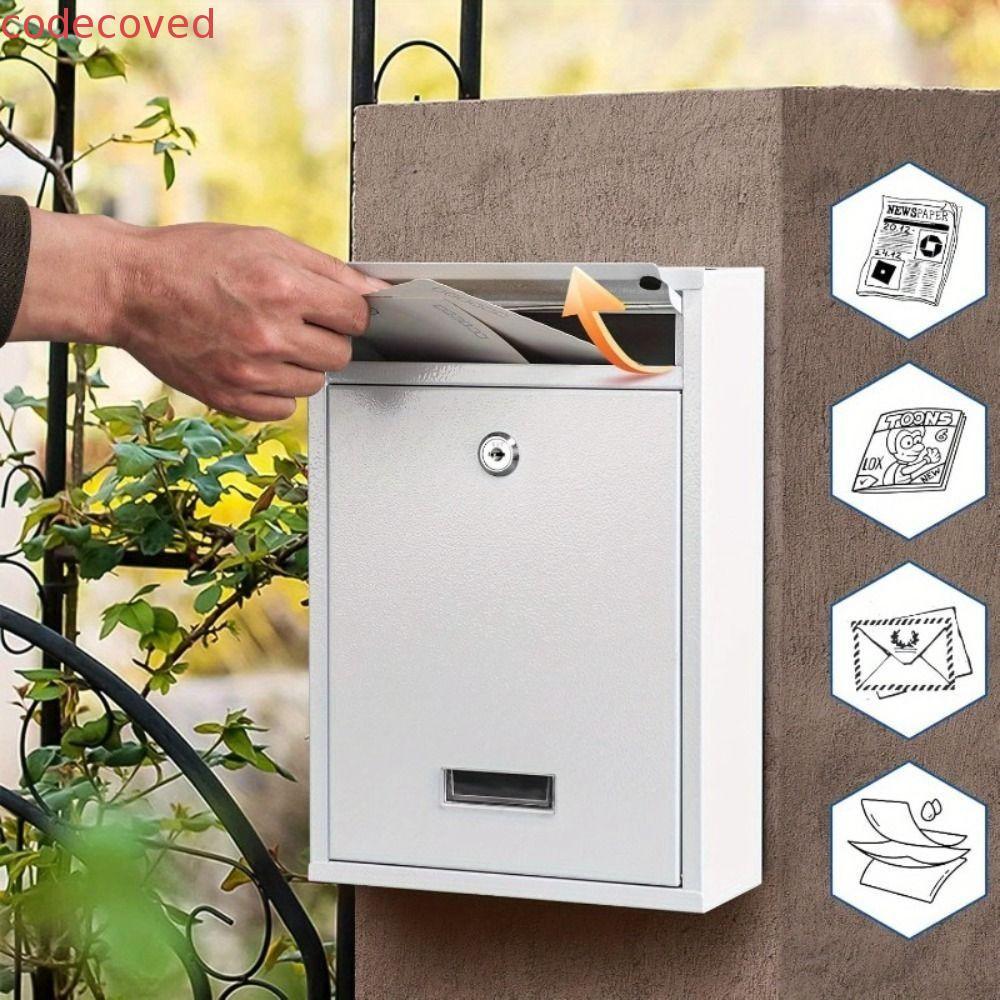Hộp thư treo tường CODECOVED, Hộp thư bằng sắt chống mưa, Hộp đựng báo có 2 phím đề xuất Email kim l
