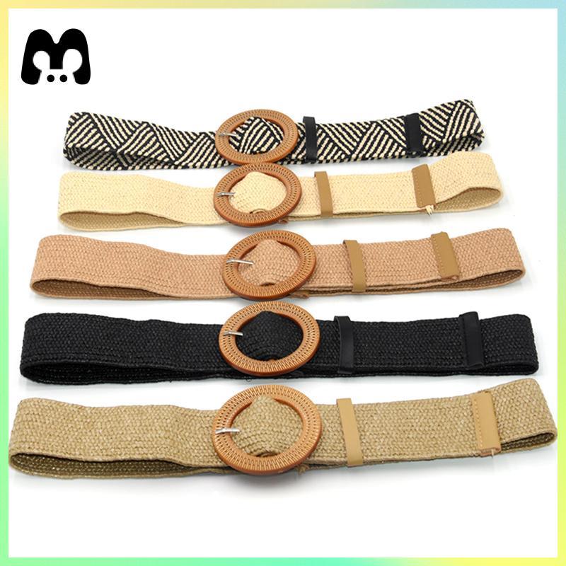 [CCI] Thắt lưng thun nữ mùa hè tròn Bule Vintage Boho Rơm dệt thắt lưng thắt lưng