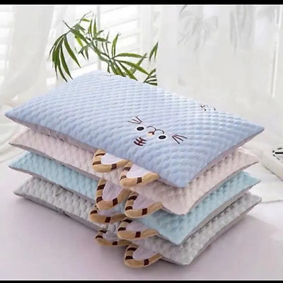 Gối trẻ em Hizun, gối băng lạnh thêu họa tiết mèo dễ thương. Gối điều hòa vải băng mát lạnh thoáng khí