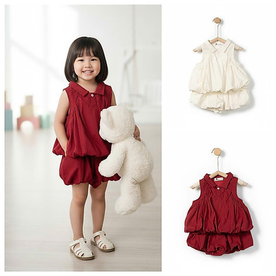 Bộ mùa hè bé gái sát nách LITIBABY size 2 đến 6 tuổi VT06