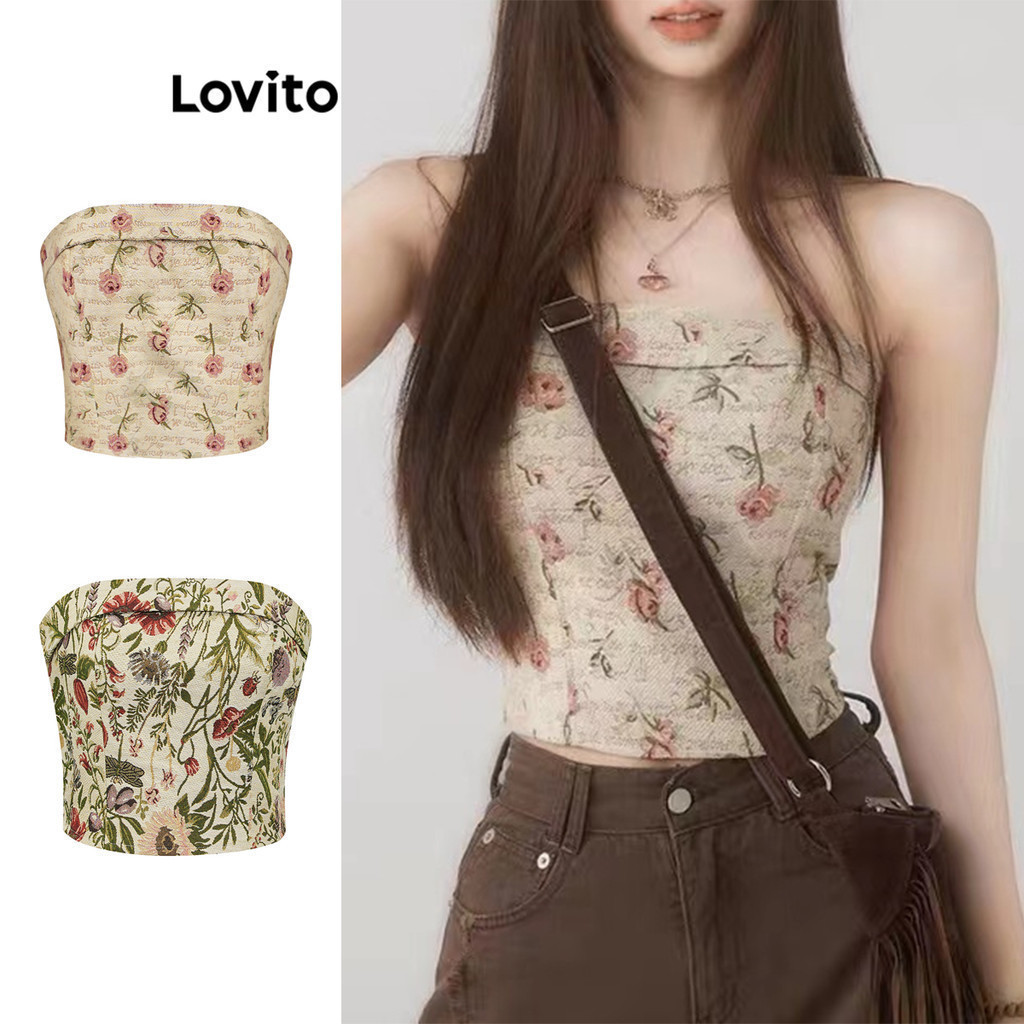 Lovito Boho Áo Ba Lỗ Nữ Cổ Điển Có Khóa Kéo Họa Tiết Hoa L45ad031 (nhiều Màu) | BigBuy360 - bigbuy360.vn