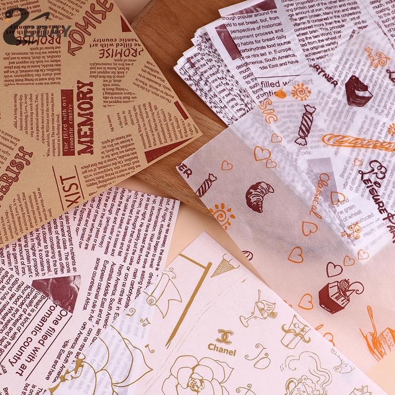 GOAY 50 Tờ Bento Hộp Bánh Pad Giấy Burger Bánh Chống Dầu Giấy Tấm Giấy VN