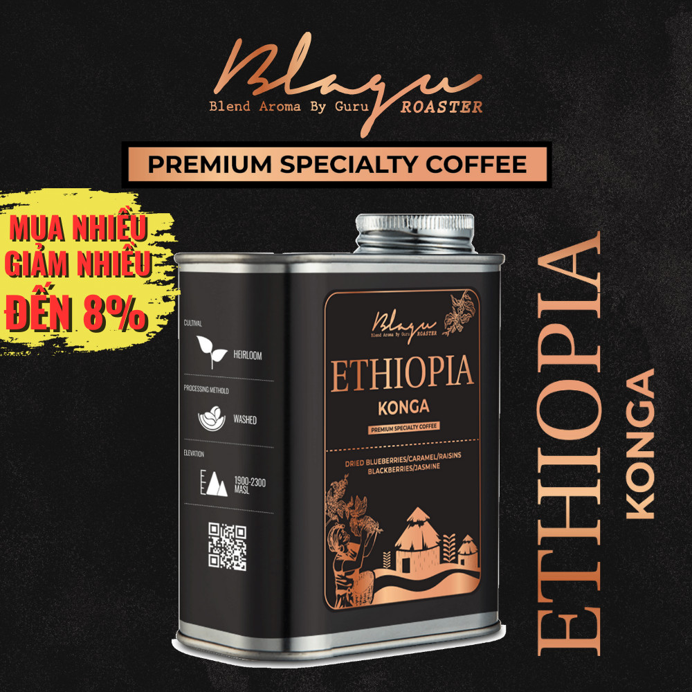 [Premium] Cà Phê Hạt Blagu Ethiopia Konga | 100%Arabica | Light-Medium | 250g