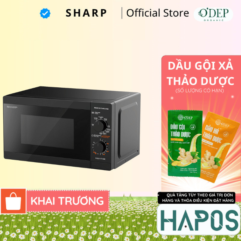 Lò vi sóng cơ có nướng Sharp R-G211TV-SL/BK 21 lít Chính hãng, Công Suất 800W, 3 Chức năng kết hợp -
