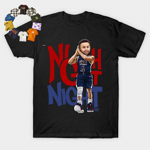 2024Curry Good Night Curry Kill Action Áo thun ngắn tay, Good Night Paris Basketball Curry Áo thun T