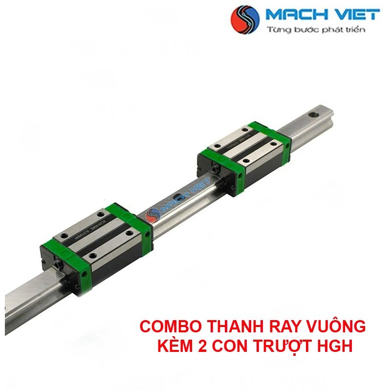 Combo Thanh Ray Trượt vuông HGR20 phi 20 dài 500mm và 2 con trượt HGH20CA