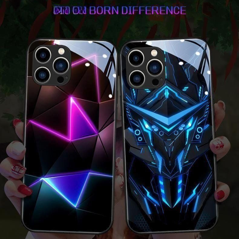 Aurora kính LED ánh sáng phát sáng vỏ điện thoại Vỏ bảo vệ iPhone 16promax 16pro 16 15 15Promax 15pr
