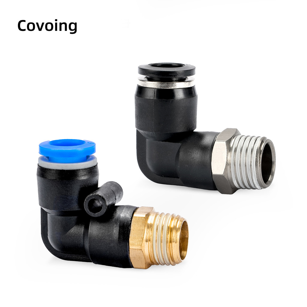 Covoing PL Đầu nối khí nén bằng nhựa Nam Khuỷu Tay Kết Nối Đẩy Lắp Một Cảm Ứng PL4 M5 PL6 PL8 PL1012