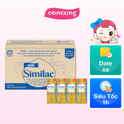 Thùng thực phẩm bổ sung Similac hương vani 180ml (Lốc 4 hộp)