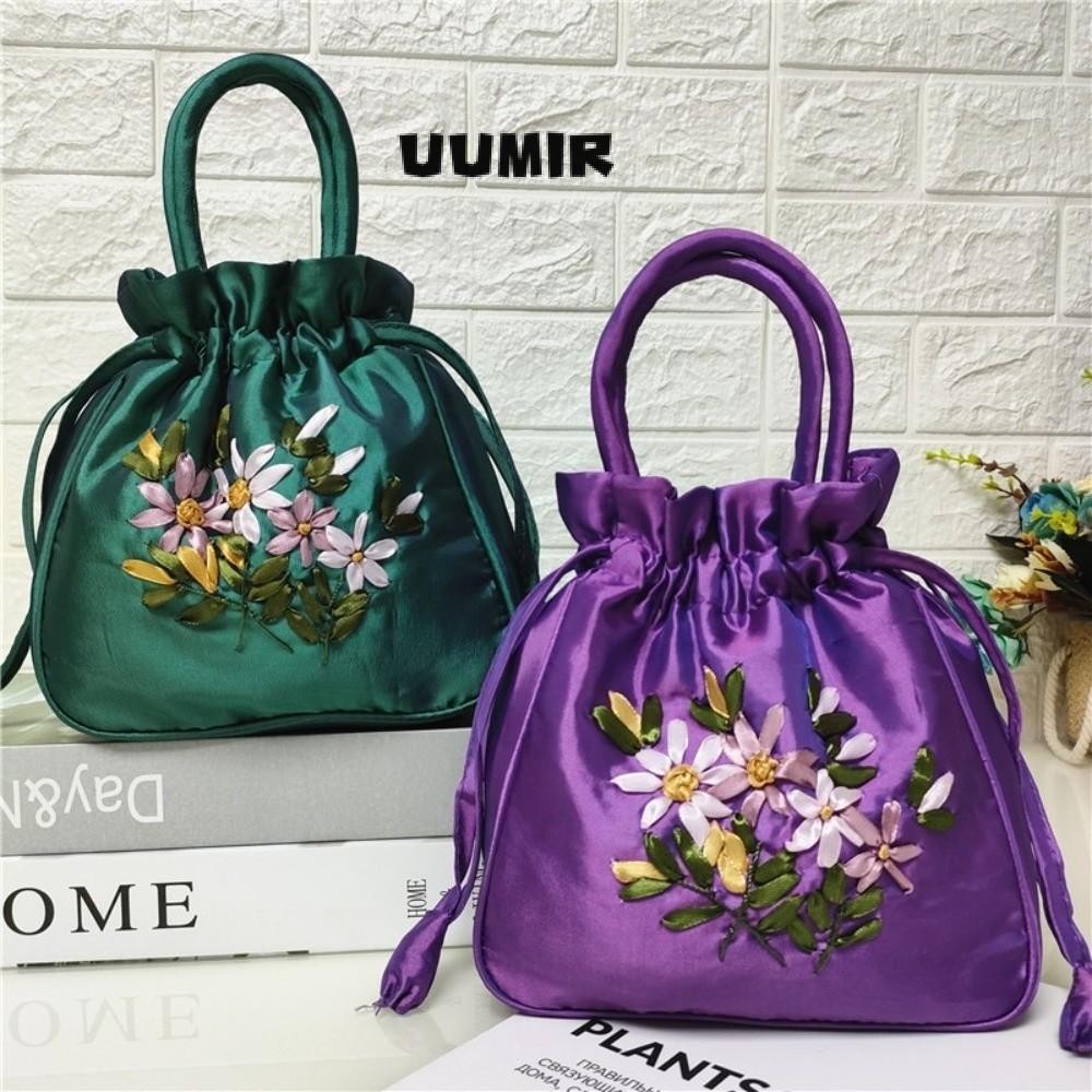 UUMIR Túi Xách Dây Rút Thêu Hoa Thủ Công Thời Trang Nữ Tính