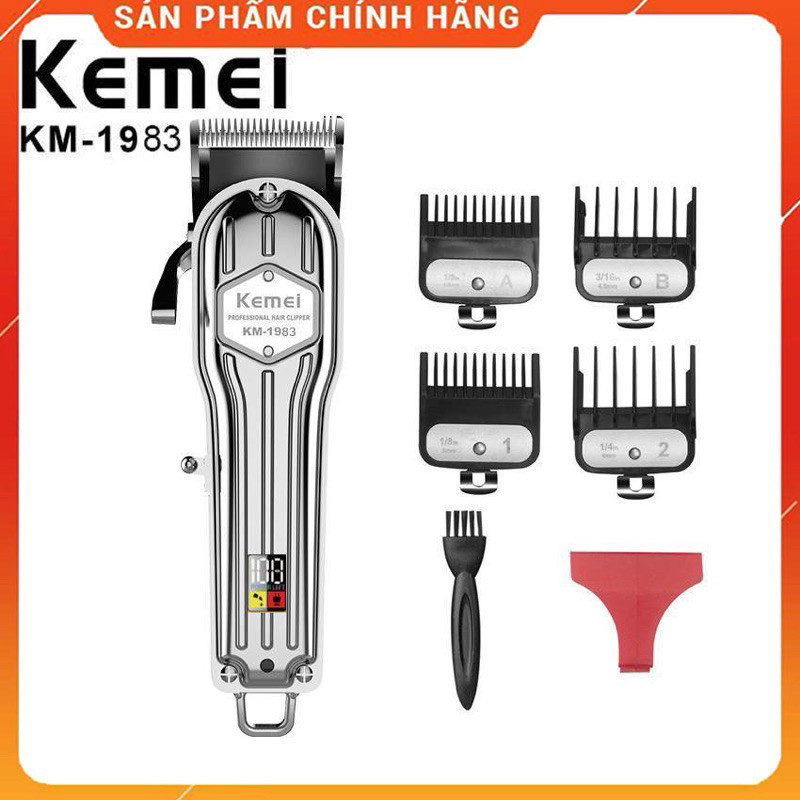 Tông đơ Kemei 1983 lưỡi đơn Có đèn LED hiển thị pin