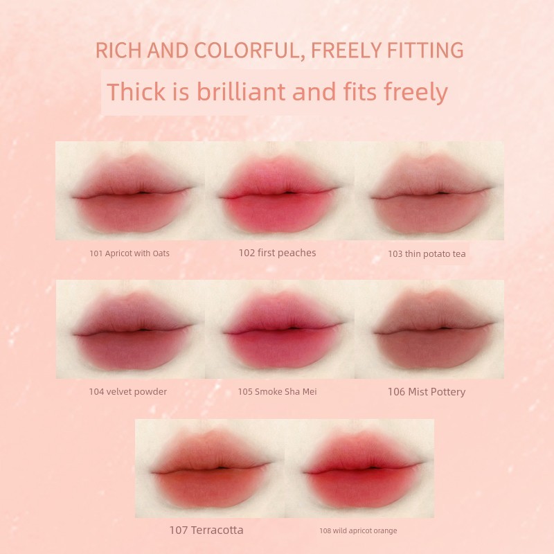 Biya Biya Biya Lip Mud Velvet Matte Lip Cream Silky Lip Glaze Son dưỡng lâu trôi Cheek Dual-Sử dụng 