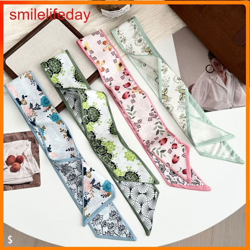 Khăn lụa dài, thắt lưng và túi buộc dây - Hoa văn tươi sáng, bảo vệ cổ và làm đẹp