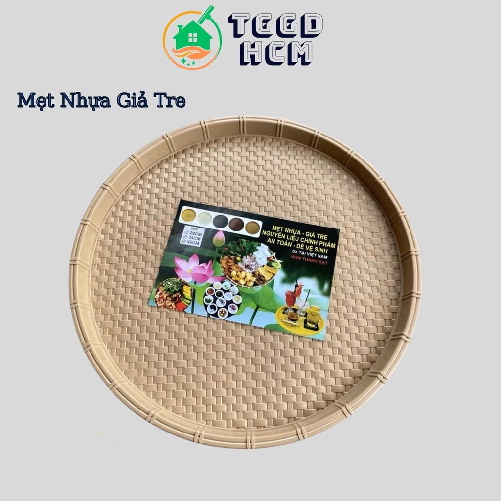 Combo 5 Mẹt Nhựa Giả Tre 25cm - Mẹt Nhựa Để Bún Đậu-Mẹt Nhựa Bầy Đô Ăn Cho Quán Ăn