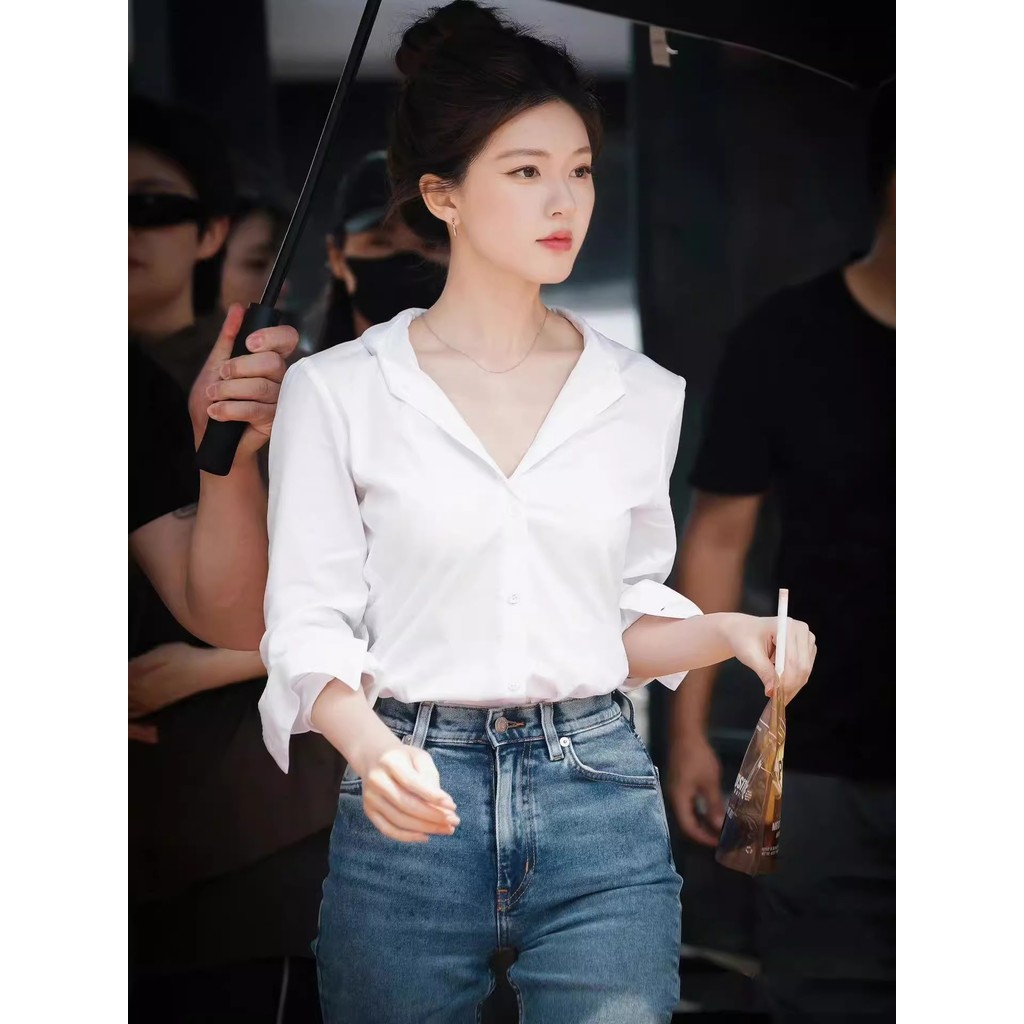 Xu Dazzle Xu Dazzle Xu Dazzle Xu Phong Cách Pháp Tính Khí Áo Sơ Mi Xu I Dazzle Xu Yan Zhao Rusi Với 