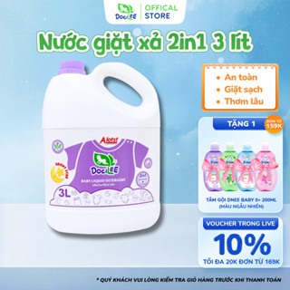Nước Giặt Xả Quần Áo Em Bé DOCILEE 3L Tím Bright Star Lưu Hương Lâu, Sạch Thơm Mềm Mại, Dành Cho Da Nhạy Cảm Bé Từ 0M+