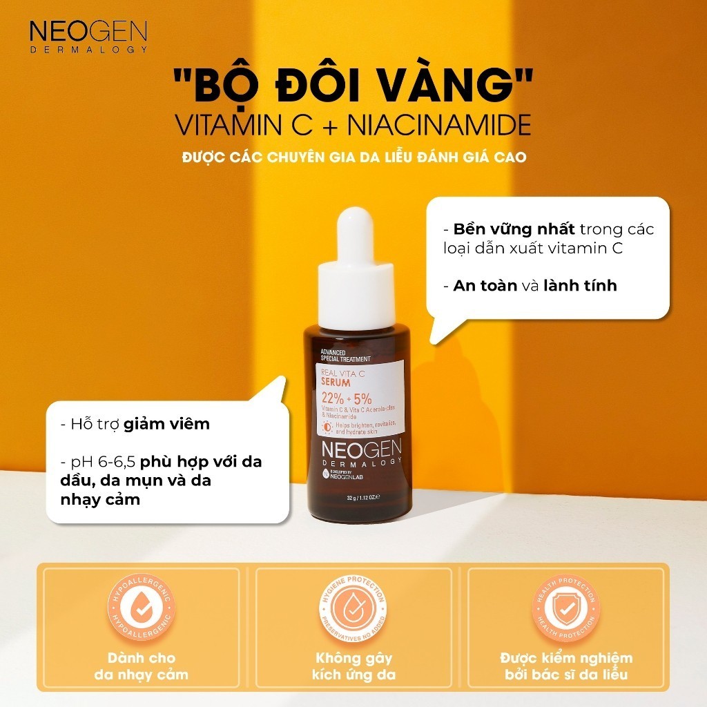 Ảnh 2 của Serum  Neogen Dermalogy Real Vita C mờ thâm dưỡng trắng dành cho tất cả loại da