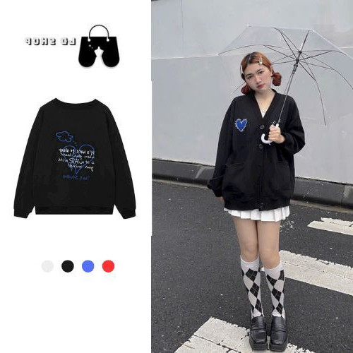 Áo Cardigan Logo THEL Blue Heart thêu in nổi TIM GAI Unisex Nam Nữ ND STORE