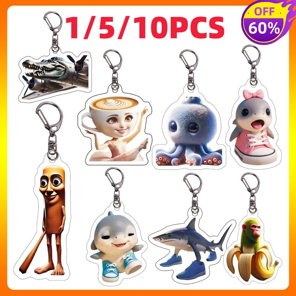 1-10PCS Tralalero Tralala Tung Tung Tung Sahur Brr Brr Patapim Meme Italian Brain Rot Animals Acryli