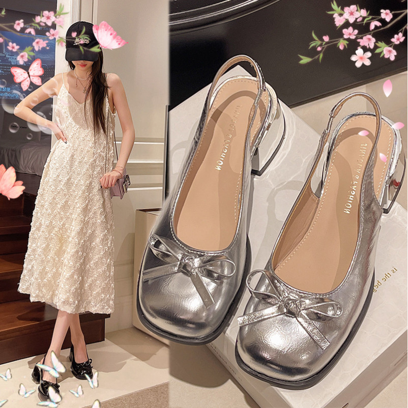 Giày cao gót nữ 5p,giày cao gót hở gót,da cao cấp,có nơ,chống trượt(size35-42)