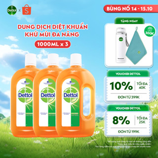 Combo 3 Dung Dịch Diệt Khuẩn Khử Mùi Đa Năng Dettol, Chai 1L