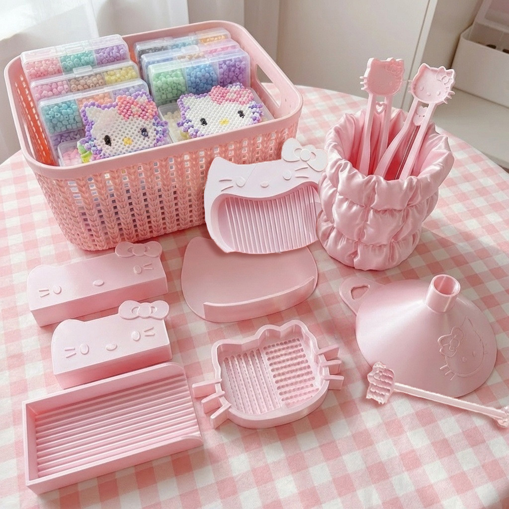 Bộ đồ chơi Kitty Cat kèm dụng cụ DIY mới: bút đậu, thìa đậu, giá đỡ bút WHHX