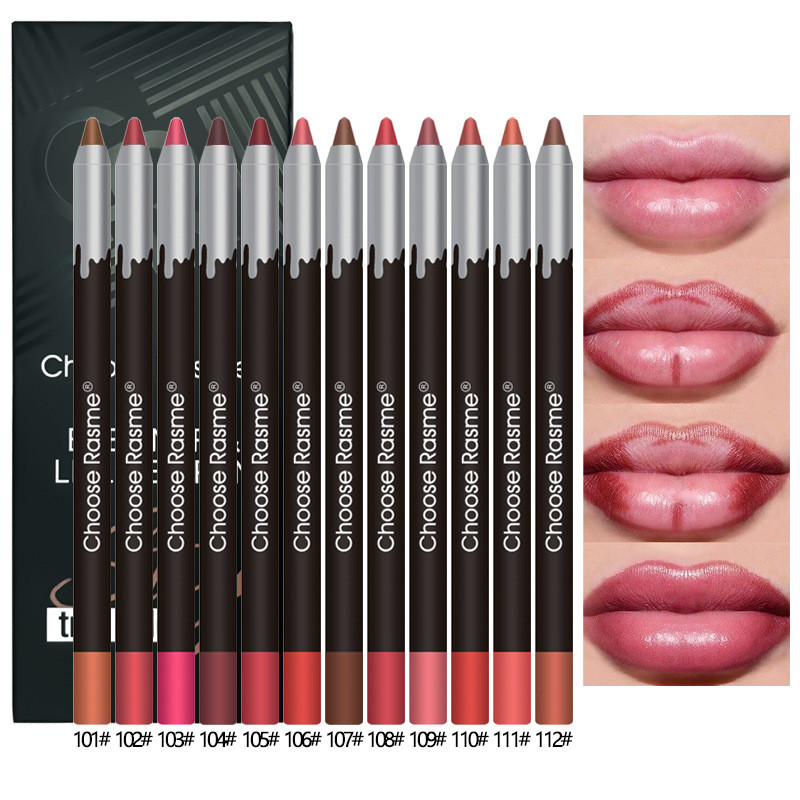 12 Màu Matte Lip Liner Pencils, Long Lasting Foam Lip Liners, Chống Thấm Nước Dễ Dàng Áp Dụng Velvet