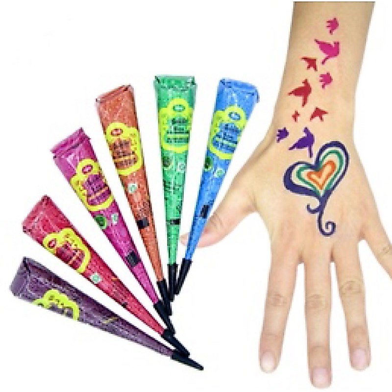 MỰC VẼ (MỰC XĂM) NHIỀU MÀU HENNA GOLECHA (Tặng khuôn vẽ ngẫu nhiên)