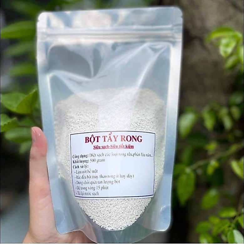 Bột Tẩy Rong Rêu Nền Gạch, Xi Măng, Sân Vườn, Vỉa Hè,Tường Nhà Hiệu Quả Gói 500g HGHOME