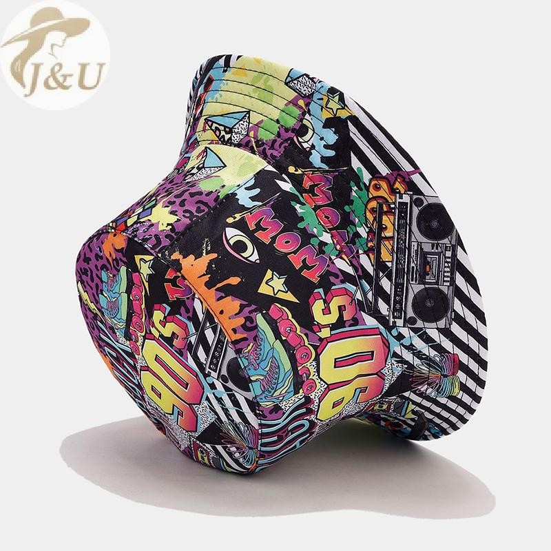 Mũ Panama Unisex họa tiết người cá retro, hai mặt chống nắng, xu hướng thời trang đường phố
