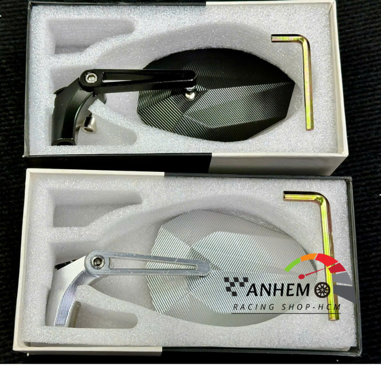 Gương Chiếu Hậu NHÔM CNC V5 Hview Chống Chói , MẶT GƯƠNG ĐỦ TIÊU CHUẨN