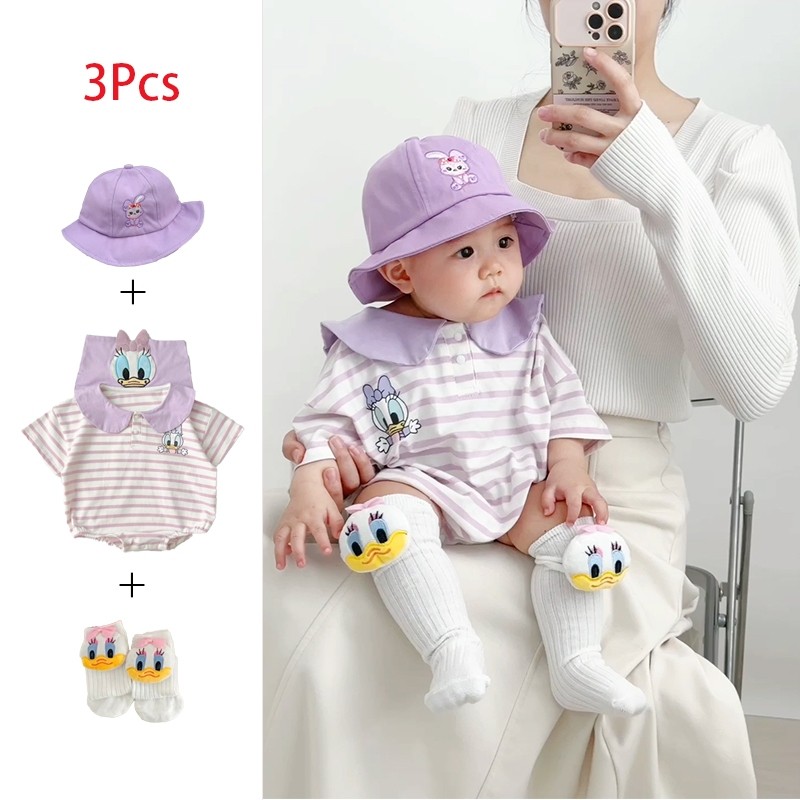 Cute Disney Daisy Pattern 0-24 Month Newborn Baby Clothes Boy Jumpsuit Cartoon Infant Cotton Short S