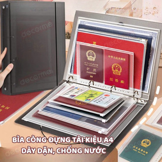 Bìa Còng Kẹp Hồ Sơ HOPI - Đựng Tài Liệu A4 A5 A6 Có Túi Zip Chống Thấm Nước