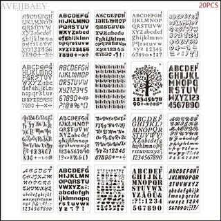 Avejjbaey 20 Chiếc Bộ Chữ Cái Bảng Chữ Cái Số Stencils DIY Vẽ Bản Mẫu Tranh Thêu Sò Thẻ