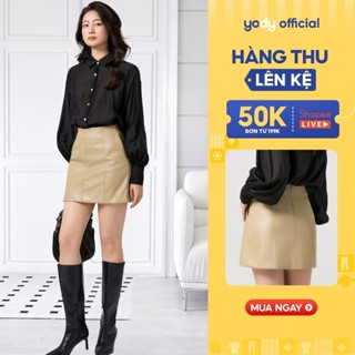 [Đồng giá] Chân váy da nữ YODY trẻ trung, cá tính, dáng chữ A 8 mảnh, chất da mềm CVN7175