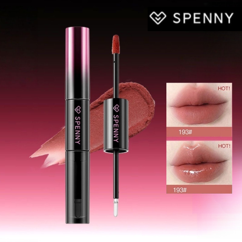 SPENNY Son Bóng Hai Đầu Gương Ánh Nước Son Bóng Trong Suốt Son Lì Áo Mưa