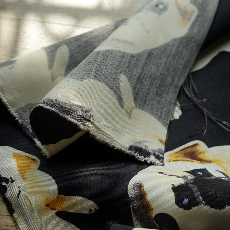 Nengmao Vải Lụa Len Chó Móc Hip-Hop Vàng Dây Xích Lụa Dâu Lụa Phù Hợp Với Mùa Xuân Thu Vải