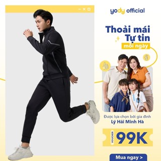 Bộ đồ thể thao nam Yody set đồ thu đông áo khoá kéo thoải mái năng động SDM7006