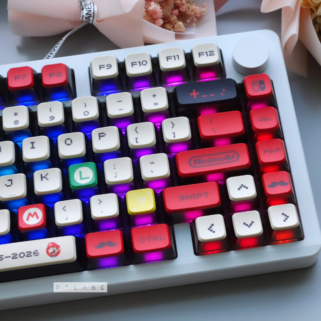 Keycap Mario Pudding Gaming RGB - ASA Profile PBT Dyesub Keycap Bàn Phím Cơ 60 65 75 TKL Fullsize - 