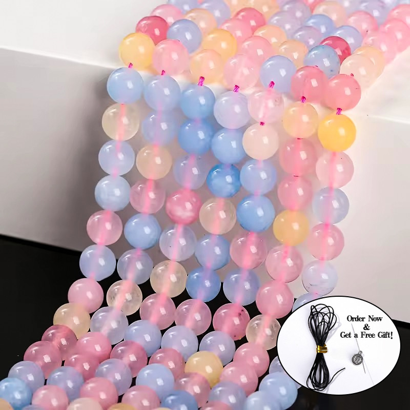 Morganite Chalcedony Hạt Đá Chalcedony Màu Morganite Kẹo Ngọt 4-12mm Bán Thành Phẩm Làm Vòng Tay Vòn