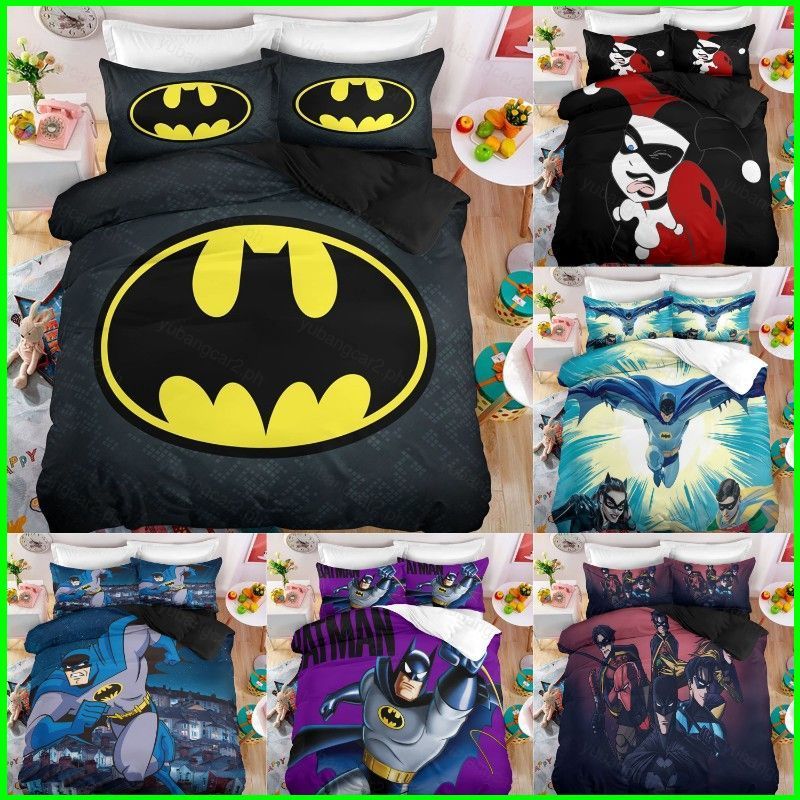 YB2 DC Batman 3in1 Bộ Chăn Ga Gối Chăn Ga Gối Phòng Ngủ Có Thể Giặt Được Ký Túc Xá Phù Hợp Với