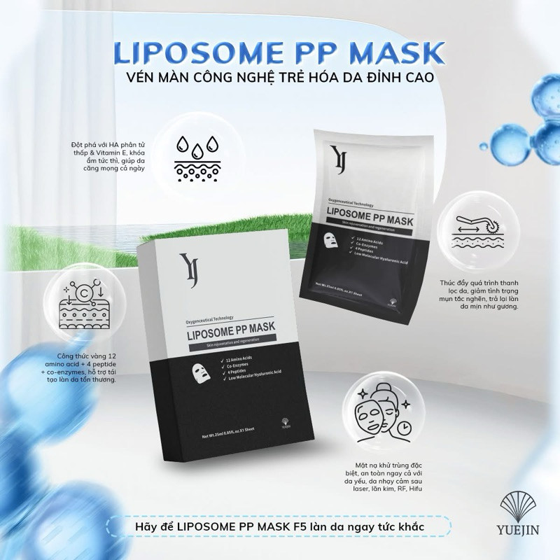 1 hộp 10 miếng Mặt nạ Yuejin Liposome PP Mask (ĐEN) 25ml hạn 2028 AF1