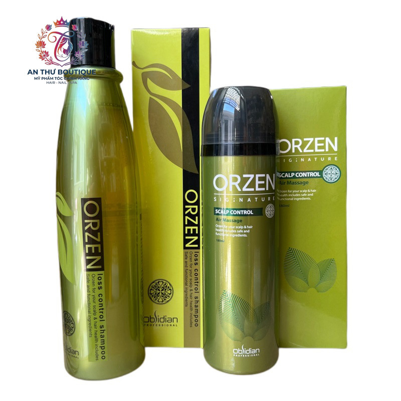 Combo dầu gội và massage kích thích mọc tóc Orzen Obsidian .AT