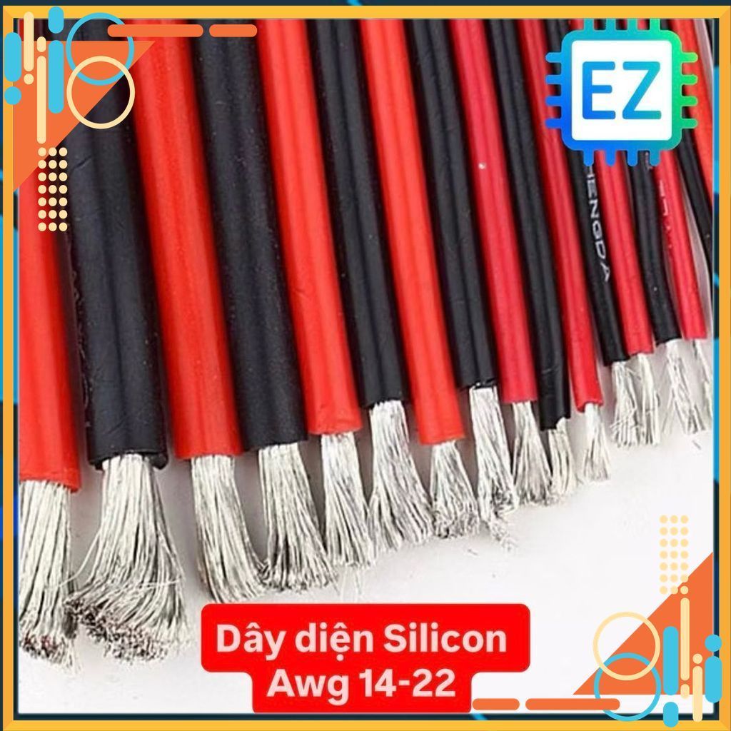 3 mét dây điện Silicon chống cháy chịu nhiệt, 14-22AWG